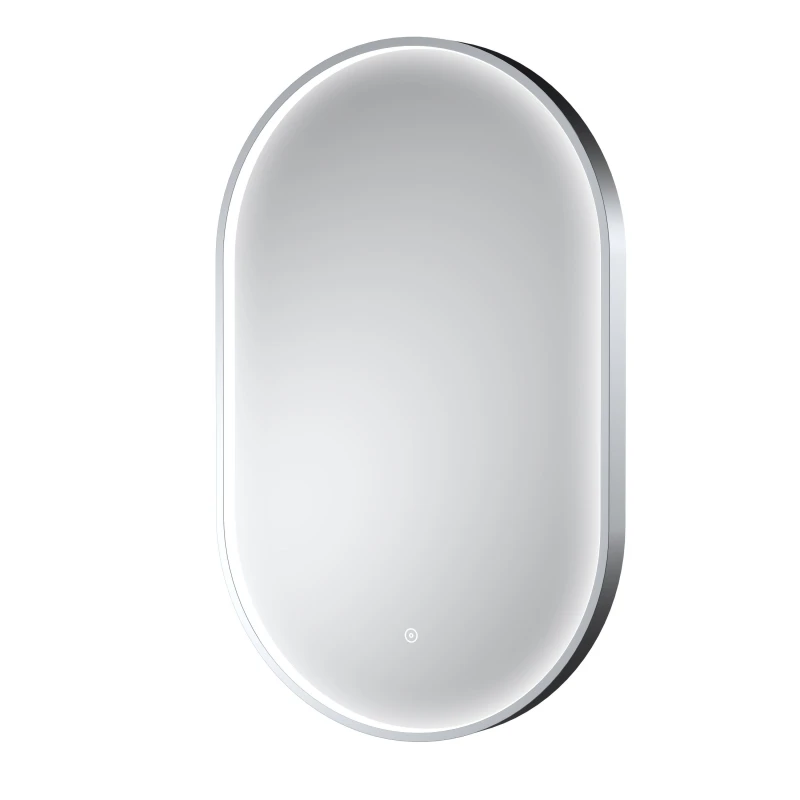 Image of Balterley Oval Inset Framed LED Touch Sensor Mirror - 800 x 500mm - Chrome Silver