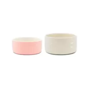 Image of Scruffs Set of 2 Large Classic Dog Bowls Cream and Pink