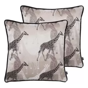 Image of Prestigious Textiles Giraffe Twin Pack Polyester Filled Cushions Sandstorm