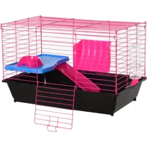Image of Small Animal Cage Rabbit Guinea Pig Hutch Pet Play House w/ Platform Ramp - Pawhut