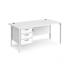 Image of Dams International Maestro 25 Rectangular Home Desk with 3 Drawer Pedestal Wood White 1600 x 725 x 800 mm