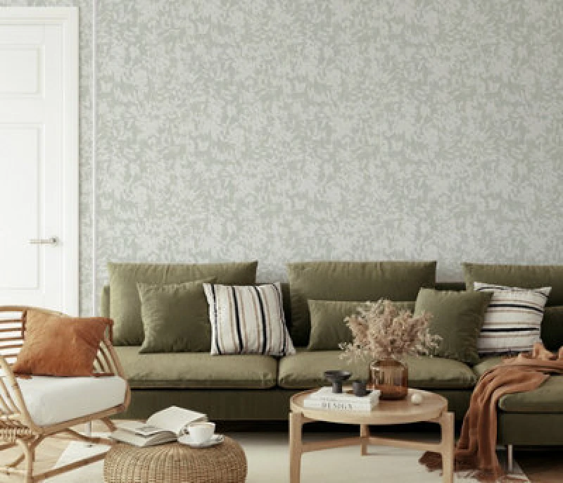 Image of Erismann Botanical Leaf Wallpaper Sage Green White Branches Paste The Wall, Green WL-10435-07