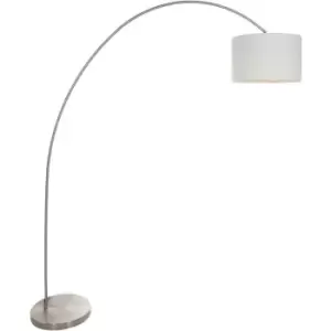 Image of Sienna Lighting - Sienna Solvac Arc Floor Lamp Steel Brushed, Linen Fabric