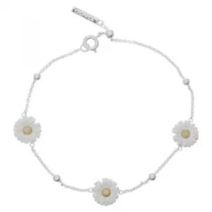 Image of 3D Daisy And Ball Chain Silver/Gold Bracelet