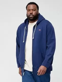 Image of Levis Big & Tall Small Logo Zip Thru Hoodie - Navy, Size 4XL, Men