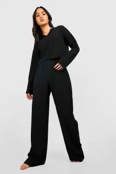Image of Textured Wide Leg Lounge Trousers