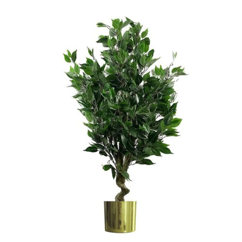 Image of Leaf 110cm Leaf Realistic Artificial Ficus Tree / Plant Gold Planter