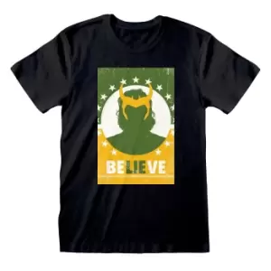 Image of Loki Unisex Adult Believe T-Shirt (L) (Black)
