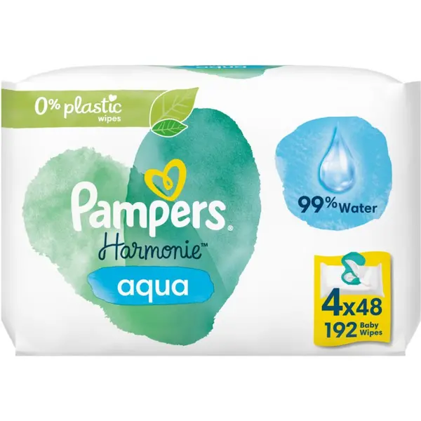 Image of Pampers Harmonie Aqua 4x48 Baby Wipes