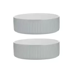 Image of Linear Grey Set Of 2 Pet Bowls 13X4cm