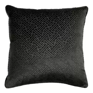 Image of Florence Embossed Velvet Cushion Black / 55 x 55cm / Polyester Filled
