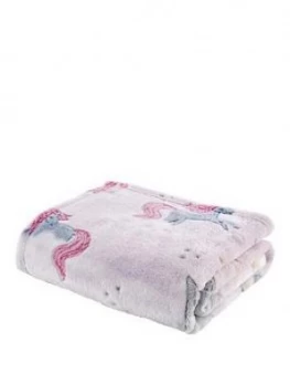 Image of Catherine Lansfield Unicorn Glow In The Dark Fleece Blanket