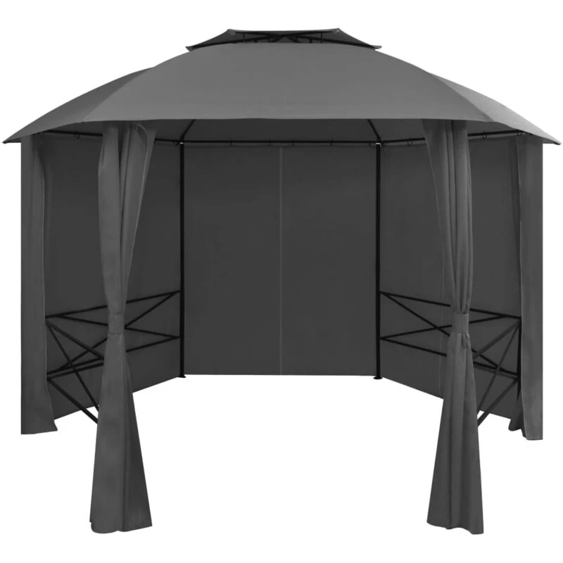 Image of vidaXL Garden Marquee Pavilion Tent with Curtains Hexagonal 360x265 cm