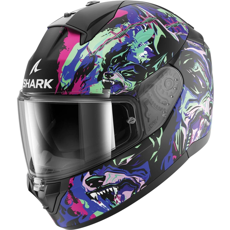 Image of Shark Ridill 2 Racing Beast Helmet, black-pink-green-blue, Size S for Men