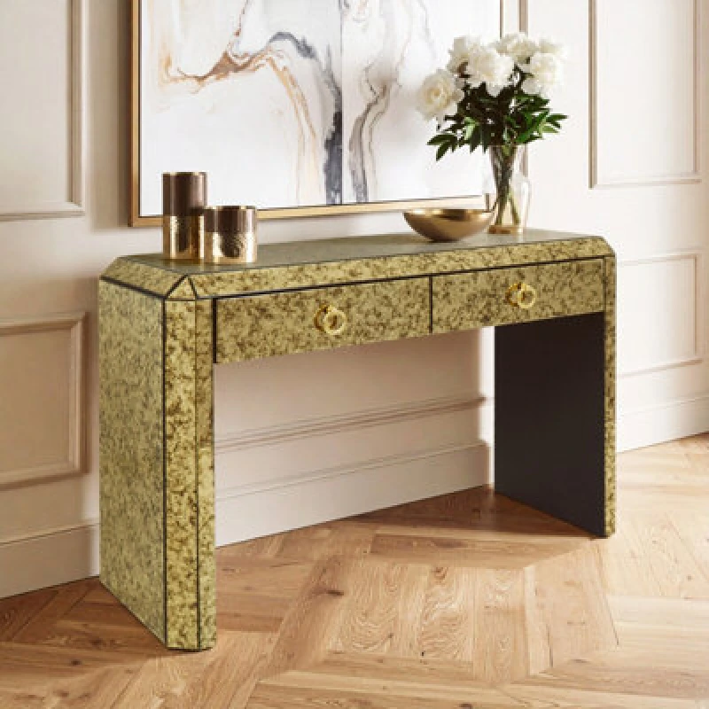 Image of Orsina Elegant Console Table With Two Spacious Drawers, Lustrous Finish Decorative Table, Modern Accent Table