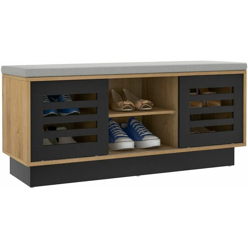 Image of COSTWAY 5 Drawer Dresser Modern Chest of Drawers 115cm Wooden Storage Organizer Black