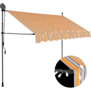 Image of Manual Retractable Awning with LED 250cm Yellow and Blue Vidaxl Multicolour
