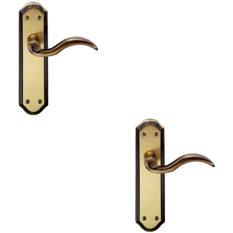 Image of Loops 2x PAIR Spiral Sculpted Handle on Latch Backplate 180 x 48mm Florentine Bronze Multi