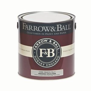 Image of Farrow & Ball Modern Lime white No. 1 Matt Emulsion Paint 2.5L