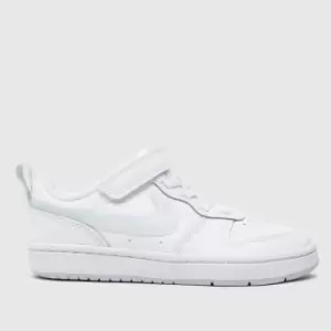 Image of Nike White & Pl Blue Court Borough Low 2 Girls Junior Trainers