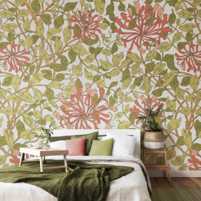 Image of Origin Murals Honeysuckle - Soft Coral Matt Smooth Paste The Wall Mural 300Cm Wide X 240Cm High