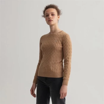 Image of Gant Cable Knit Jumper - Brown