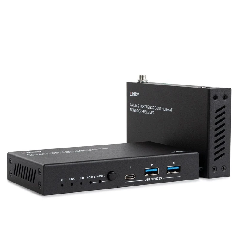 Image of Lindy 100m Cat.6A 2 Host USB 3.2 Gen 1 HDBaseT Extender