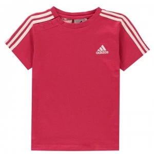 Image of adidas Stripe Essential T Shirt - Pink/White