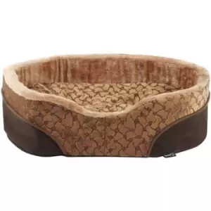 Image of Bunty X- Large Mocha Dog Bed - Soft - Washable w/ Fleece Fur Cushion - Cream/Brown