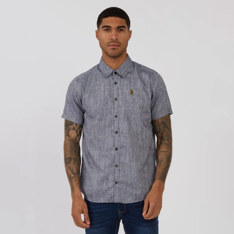 Image of Luke 1977 Yoko Linen Shirt Navy male XS