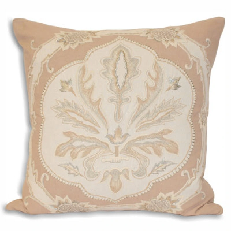 Image of Paoletti Paoletti Margaux Embroidered Cushion in Taupe Size: 45cm x 45cm Taupe 45cm x 45cm Unisex 5025532232250