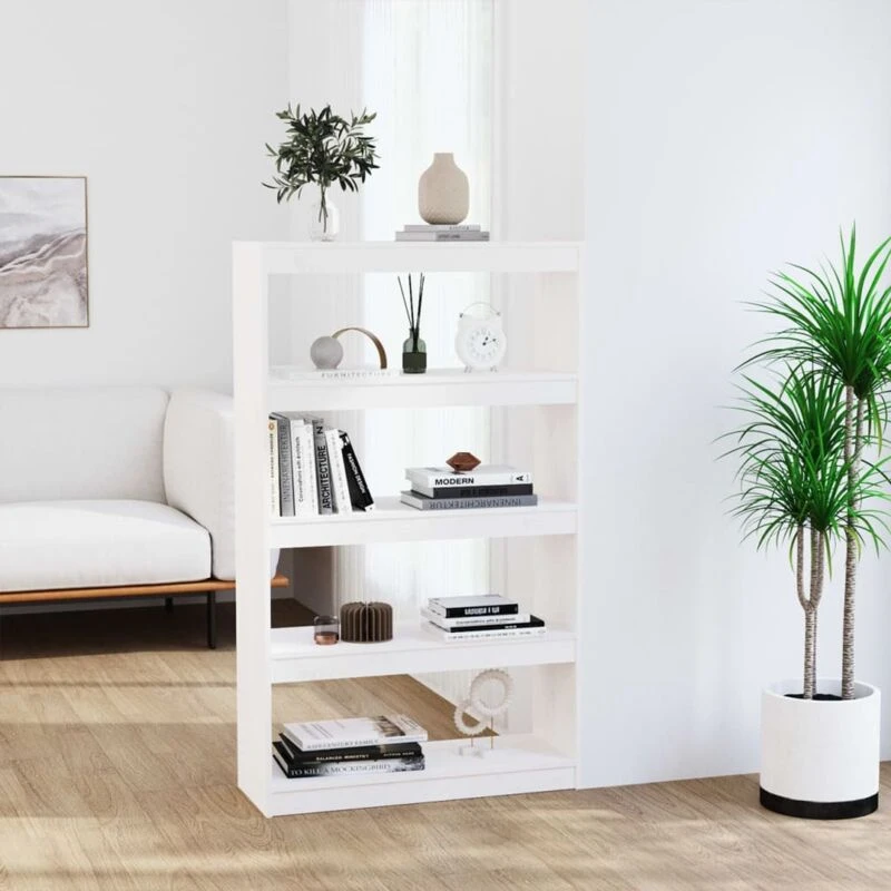 Image of VIDAXL Vidaxl - Book Cabinet/Room Divider White 80x30x135.5cm Solid Wood Pine 8720286608944