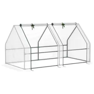 Image of Mini Small Greenhouse with Steel Frame & pe Cover & Window, White - White - Outsunny