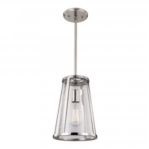 Image of 1 Light Small Ceiling Pendant Polished Nickel, E27