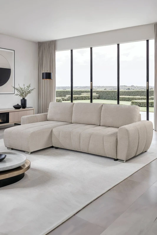 Image of More4Homes Vienna 3 Seater Fabric Pull Out Sofa Bed Beige