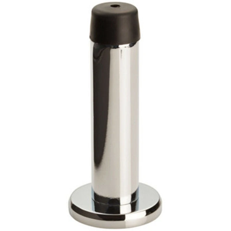 Image of Loops Rubber Tipped Doorstop Cylinder with Rose Wall Mounted 71mm Polished Chrome Multi
