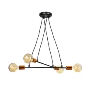Image of Emibig Bravo Black/Copper Multi Arm Pendant Ceiling Light 4x E27