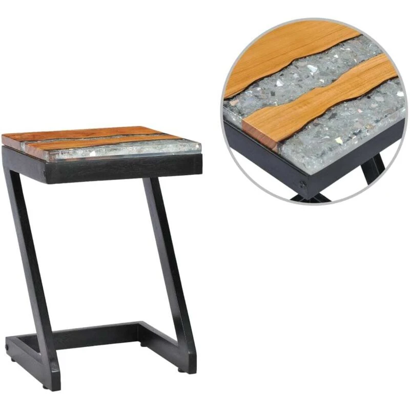 Image of VIDAXL Coffee Table 30x30x50cm Solid Teak Wood and Polyresin Vidaxl 8719883581507