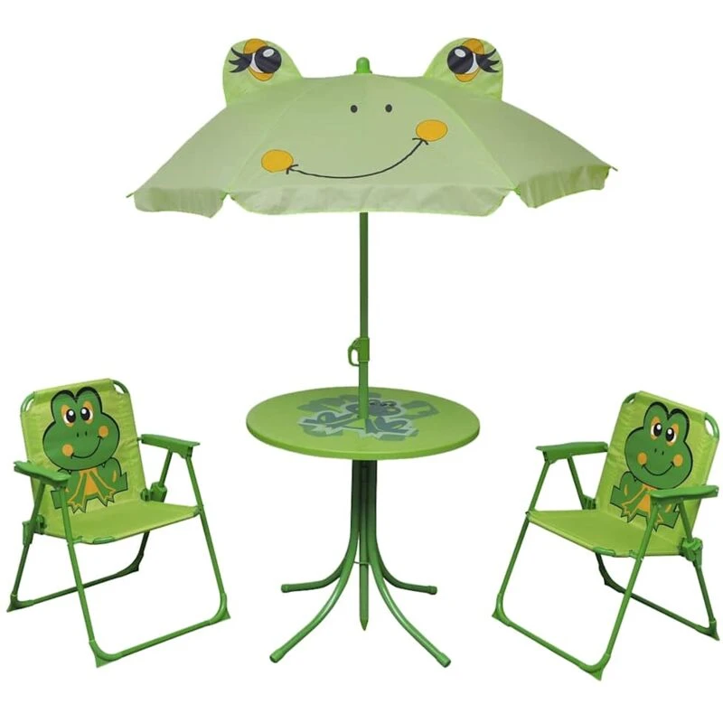Image of VIDAXL 3 Piece Kids Garden Bistro Set with Parasol Green Vidaxl 41843