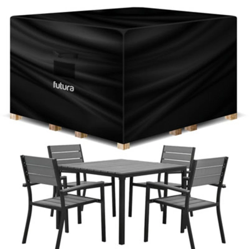 Image of Futura 600D Patio Cover Square 150x150x75cm Weatherproof Outdoor Garden Furniture Cover Black