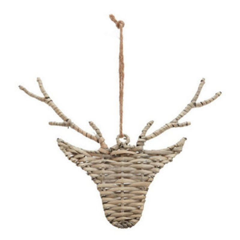 Image of Hill Interiors The Noel Collection Hanging Reindeer - Wicker - L12 X W19 X H14cm - Brown
