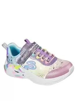 Image of Skechers UNICORN DREAMS LIGHT UP GIRLS TRAINERS, Purple, Size 2 Older