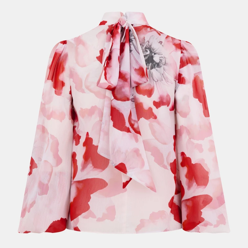 Image of Ted Baker Ladon Tie Neck Blouse Ivory female 6 (2X)