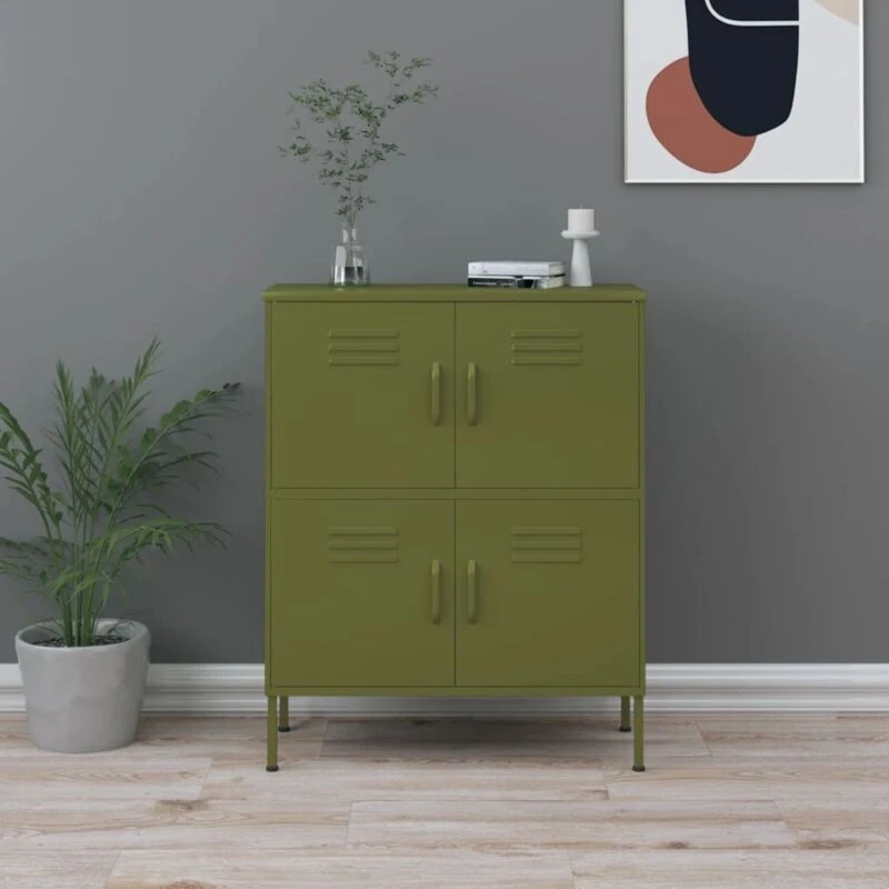 Image of VIDAXL Storage Cabinet Olive Green 80x35x101.5cm Steel Vidaxl 8720286564479