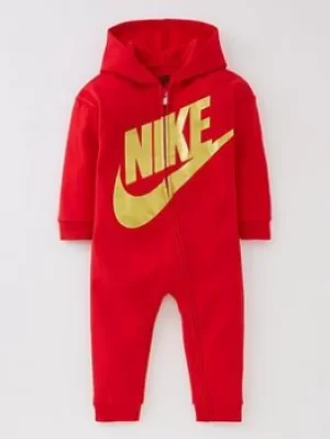 Image of Nike Metallic Hbr Gifting Coverall, Red, Size 12 Months, Women
