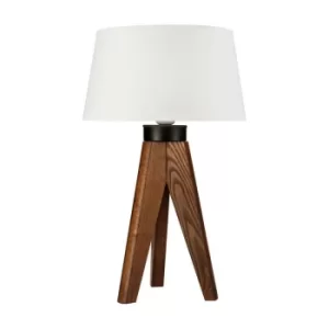 Image of Aida Table Lamp With Fabric Shade Walnut Oak, 1x E27