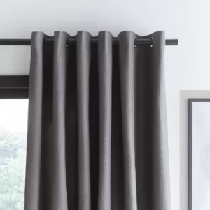 Image of Catherine Lansfield Pinsonic Chevron Charcoal Eyelet Curtains Charcoal