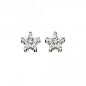 Image of 9ct White Gold Diamond Star Earrings GE2353