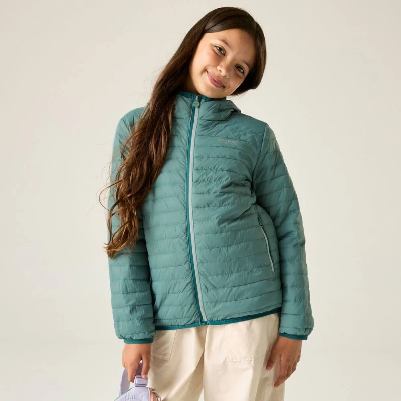 Image of Regatta Junior Hooded Hillpack Quilted Jacket in Teal Size: 15-16 Years Teal Unisex 15-16 Years