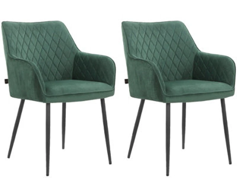 Image of Elvira Dining Chair In Velvet Green 2 Pack